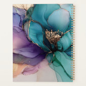 Aqua Blue Paarse Gouden Bloem Planner (Achterkant)