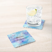 Aqua Blue Paarse Ice Sneeuwkerst Kartonnen Onderzetters (Insitu)