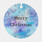 Aqua Blue Paarse Ice Sneeuwkerst Metalen Ornament (Voorkant)