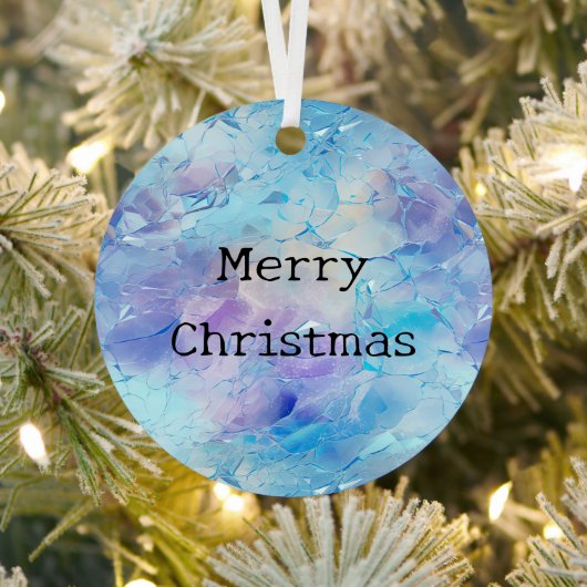 Aqua Blue Paarse Ice Sneeuwkerst Metalen Ornament (Insitu)