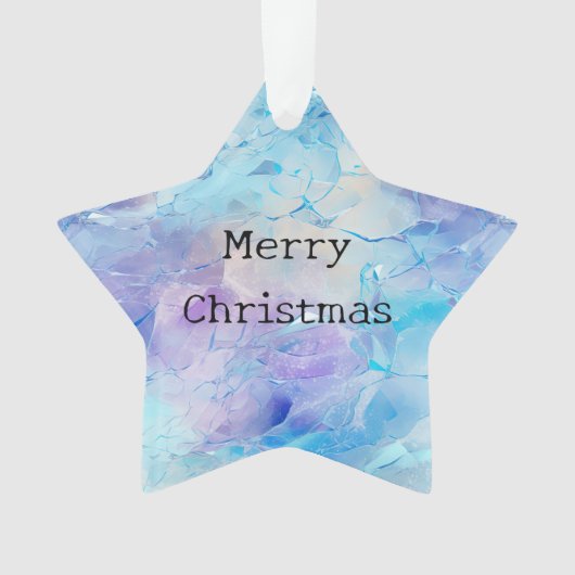 Aqua Blue Paarse Ice Sneeuwkerst Ornament (voorkant)