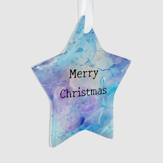 Aqua Blue Paarse Ice Sneeuwkerst Ornament (voorkant)