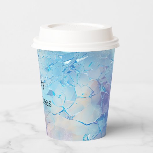 Aqua Blue Paarse Ice Sneeuwkerst Papieren Bekers (Links)