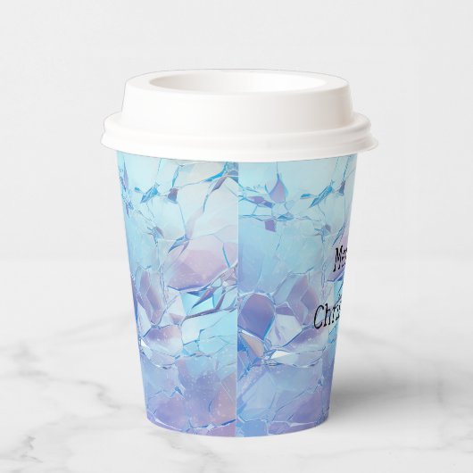 Aqua Blue Paarse Ice Sneeuwkerst Papieren Bekers (Rechts)