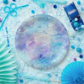 Aqua Blue Paarse Ice Sneeuwkerst Papieren Bordje (Feest)