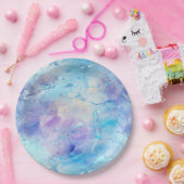 Aqua Blue Paarse Ice Sneeuwkerst Papieren Bordje (Feest)