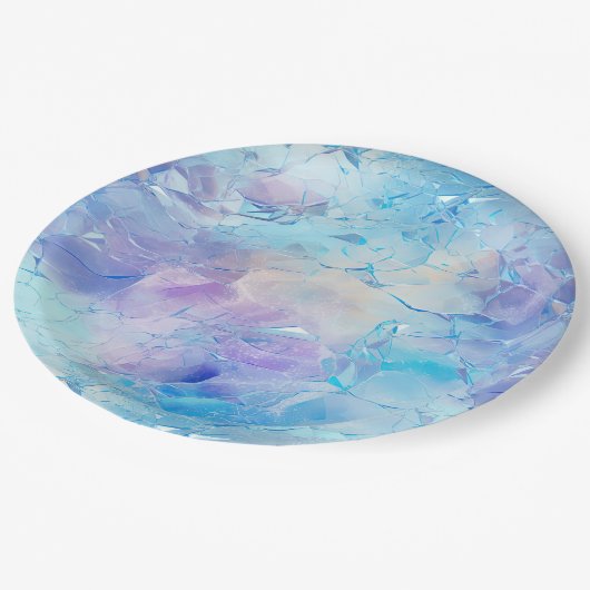 Aqua Blue Paarse Ice Sneeuwkerst Papieren Bordje (Gekanteld)