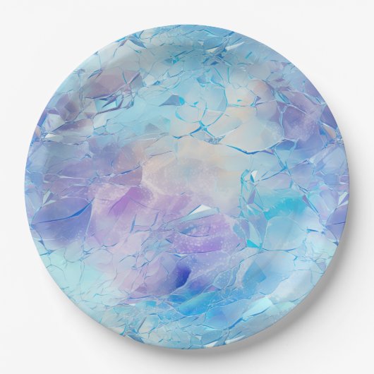 Aqua Blue Paarse Ice Sneeuwkerst Papieren Bordje (Voorkant)