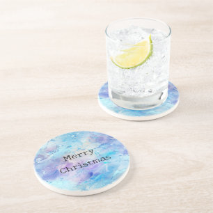 Aqua Blue Paarse Ice Sneeuwkerst Zandsteen Onderzetter