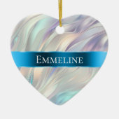 Aqua Blue Paarse Pearl White Christmas Keramisch Ornament (Voorkant)