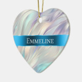 Aqua Blue Paarse Pearl White Christmas Keramisch Ornament (Links)