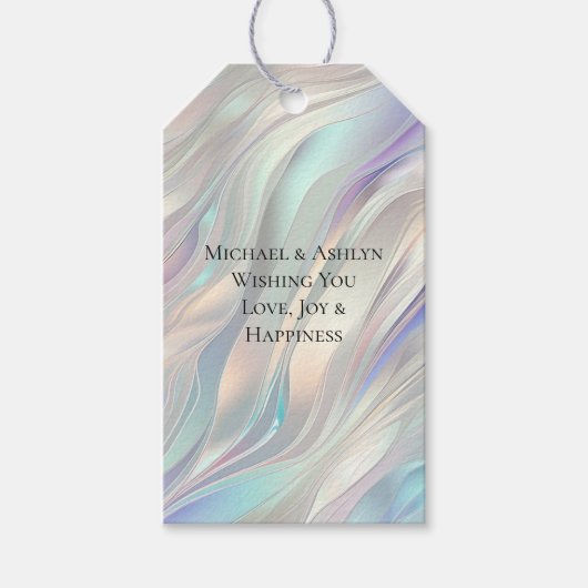 Aqua Blue Paarse Pearl White Wedding Cadeaulabel (Voorkant)