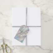 Aqua Blue Paarse Pearl White Wedding Cadeaulabel (Met Touw)