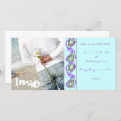Aqua Blue Paisley Sparen de Datum met Uw Foto Save The Date (Voorkant / Achterkant)