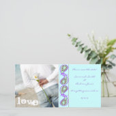 Aqua Blue Paisley Sparen de Datum met Uw Foto Save The Date (Staand voorkant)