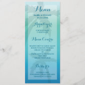 Aqua Blue Palm Tree Tropical Wedding Menu (Voorkant)