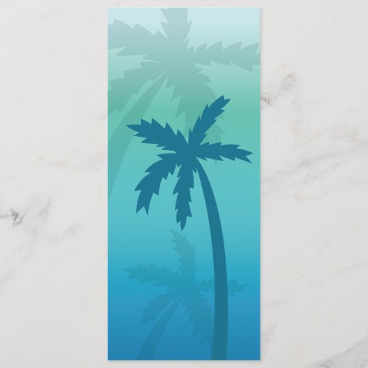 Aqua Blue Palm Tree Tropical Wedding Menu (Achterkant)