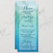Aqua Blue Palm Tree Tropical Wedding Menu (Voorkant / Achterkant)
