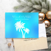Aqua Blue Palm Trees Tropical Holiday Greeting Feestdagenkaart