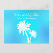 Aqua Blue Palm Trees Tropical Holiday Greeting Feestdagenkaart (Voorkant)