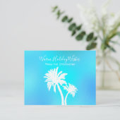 Aqua Blue Palm Trees Tropical Holiday Greeting Feestdagenkaart (Staand voorkant)