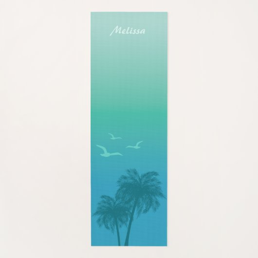 Aqua Blue palmbomen en vogels tropische zomer Yogamat (Voorkant)
