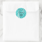 Aqua Blue Paris Sweet Zestien Verjaardagsfeest Ronde Sticker (Tas)