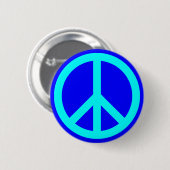 Aqua Blue Peace Symbol Ronde Button 5,7 Cm (Voorkant /achterkant)