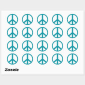 Aqua Blue Peace Symbol Ronde Sticker (Vel)