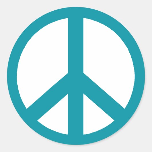 Aqua Blue Peace Symbol Ronde Sticker (Voorkant)