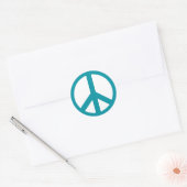 Aqua Blue Peace Symbol Ronde Sticker (Envelop)
