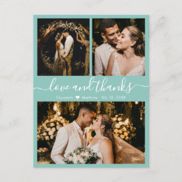 Aqua Blue Photo Collage Wedding Hartelijk dank Bri Briefkaart