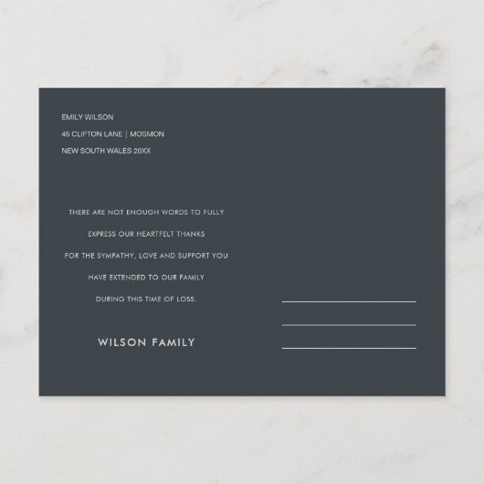 AQUA BLUE PINK FOLIAGE WREATH MEMORIAL DANK U UITNODIGING BRIEFKAART (Achterkant)