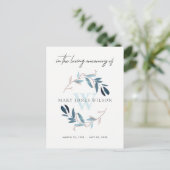 AQUA BLUE PINK FOLIAGE WREATH MEMORIAL DANK U UITNODIGING BRIEFKAART (Staand voorkant)