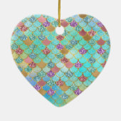 Aqua Blue Pink Gold Glitter Zeemeermin Keramisch Ornament (Achterkant)