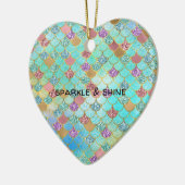 Aqua Blue Pink Gold Glitter Zeemeermin Keramisch Ornament (Links)