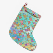 Aqua Blue Pink Paars Gold Glitter Mermaid Grote Kerstsok (Voorkant (Hangend))