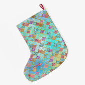 Aqua Blue Pink Paars Gold Glitter Mermaid Grote Kerstsok (Achterkant (Hangend))