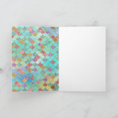 Aqua Blue Pink Paars Gold Glitter Mermaid Kaart (Binnen)