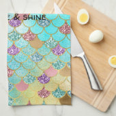 Aqua Blue Pink Paars Gold Glitter Mermaid Theedoek (Quarter Fold)