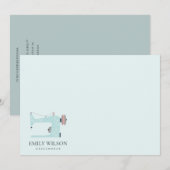 AQUA BLUE PINK SEWING MACHINE TAILOR BUSINESS NOTITIEKAARTJE (Voorkant / Achterkant)