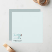 AQUA BLUE PINK SEWING MACHINE TAILOR BUSINESS NOTITIEKAARTJE (Voorkant / Achterkant in situ)