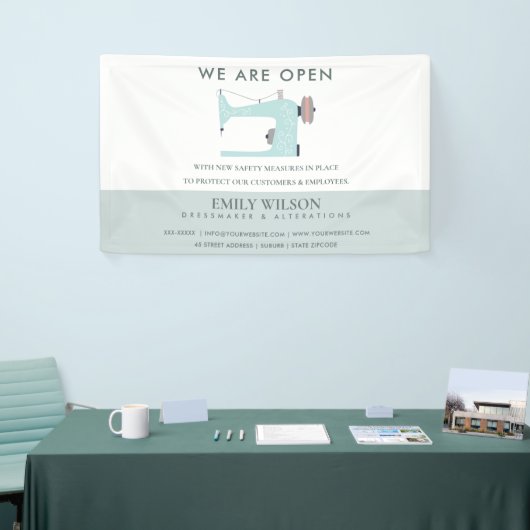 AQUA BLUE PINK SEWING MACHINE TAILOR RE OPENING SPANDOEK (Beurs)