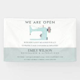 AQUA BLUE PINK SEWING MACHINE TAILOR RE OPENING SPANDOEK