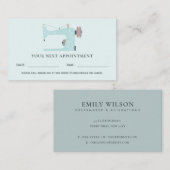 AQUA BLUE PINK SEWWING MACHINE TAILOR APPOINTMENT VISITEKAARTJE (Voorkant / Achterkant)