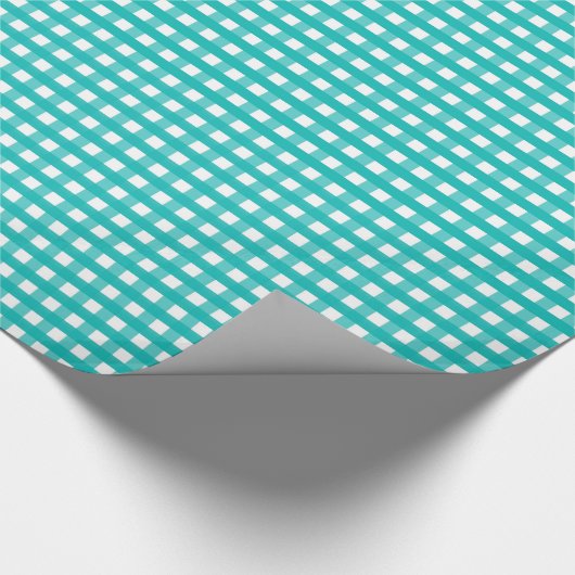 Aqua Blue Plaid Cadeaupapier (Hoek)