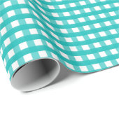 Aqua Blue Plaid Cadeaupapier (Rol Hoek)
