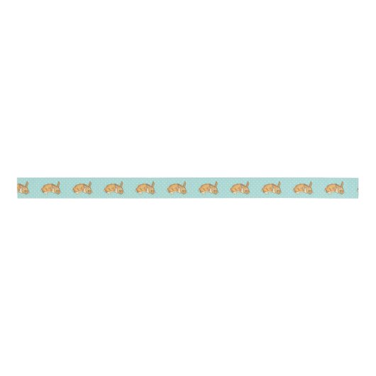 Aqua Blue Polka Dot Bunny Grosgrain Lint (Voorkant)