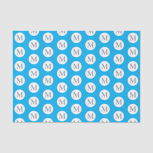 Aqua Blue Polka Dot Monogram Tissuepapier