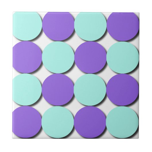 Aqua & Blue Polka Dots Tegeltje (Voorkant)